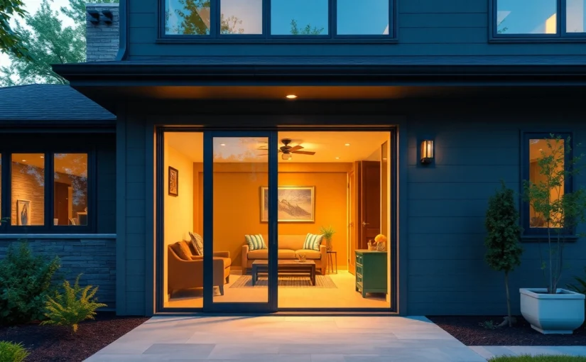 Replace a sliding glass door in a sunlit Indianapolis home with a sleek, energy-efficient unit.