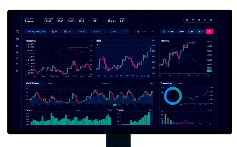 Online Trading Guide Visual of a digital trading platform with charts and analytics for investors