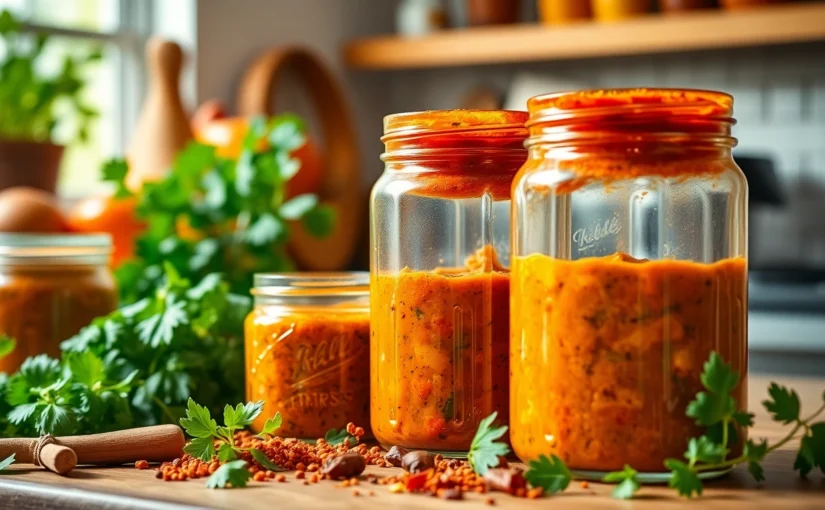 Curry Paste being prepared in a professional kitchen with fresh ingredients
