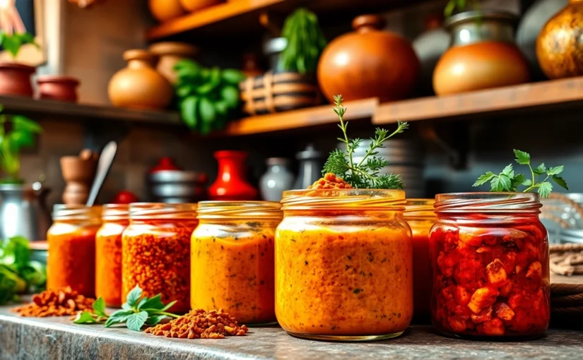 Close-up of flavorful curry paste with fresh herbs and spices, highlighting authentic